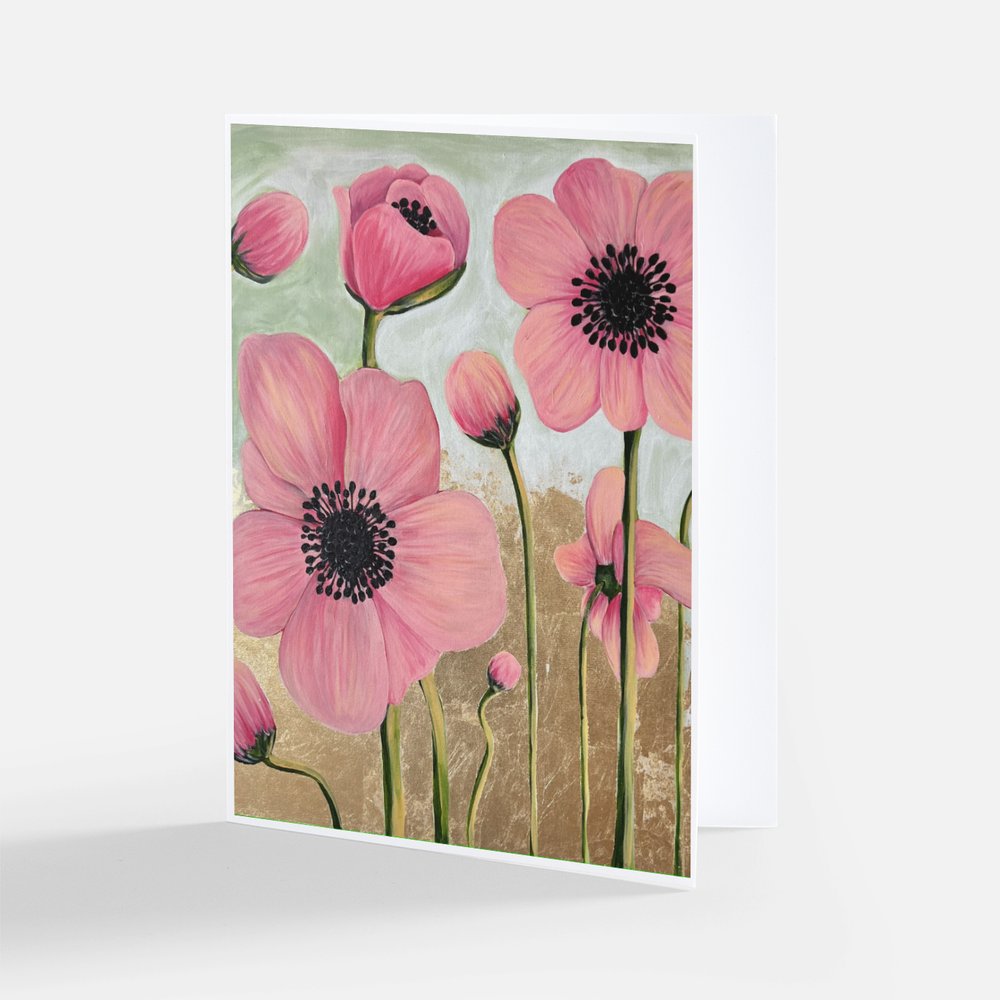 Poppies on Gold Notecard