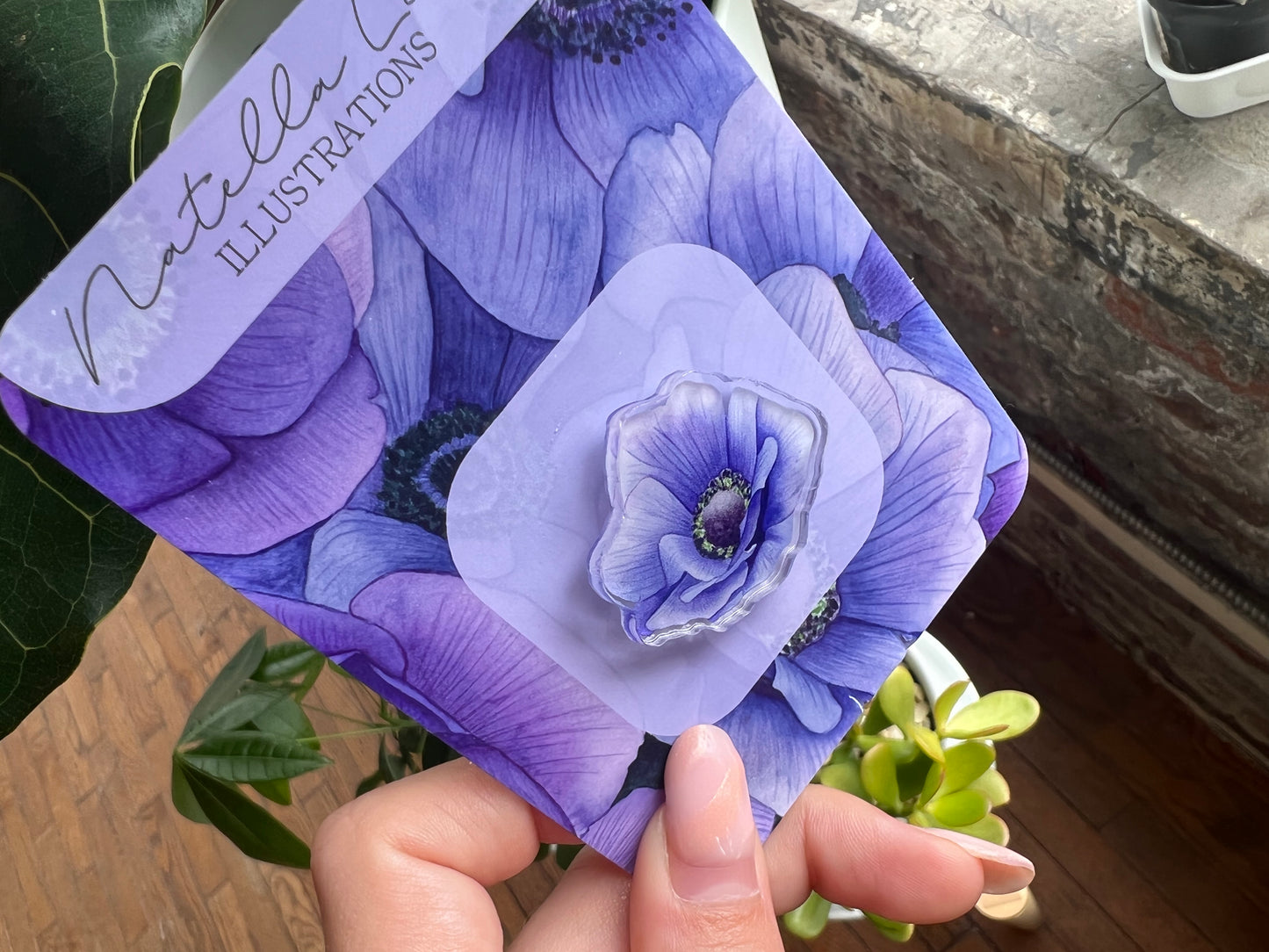 Anemone Flower Acrylic Pin