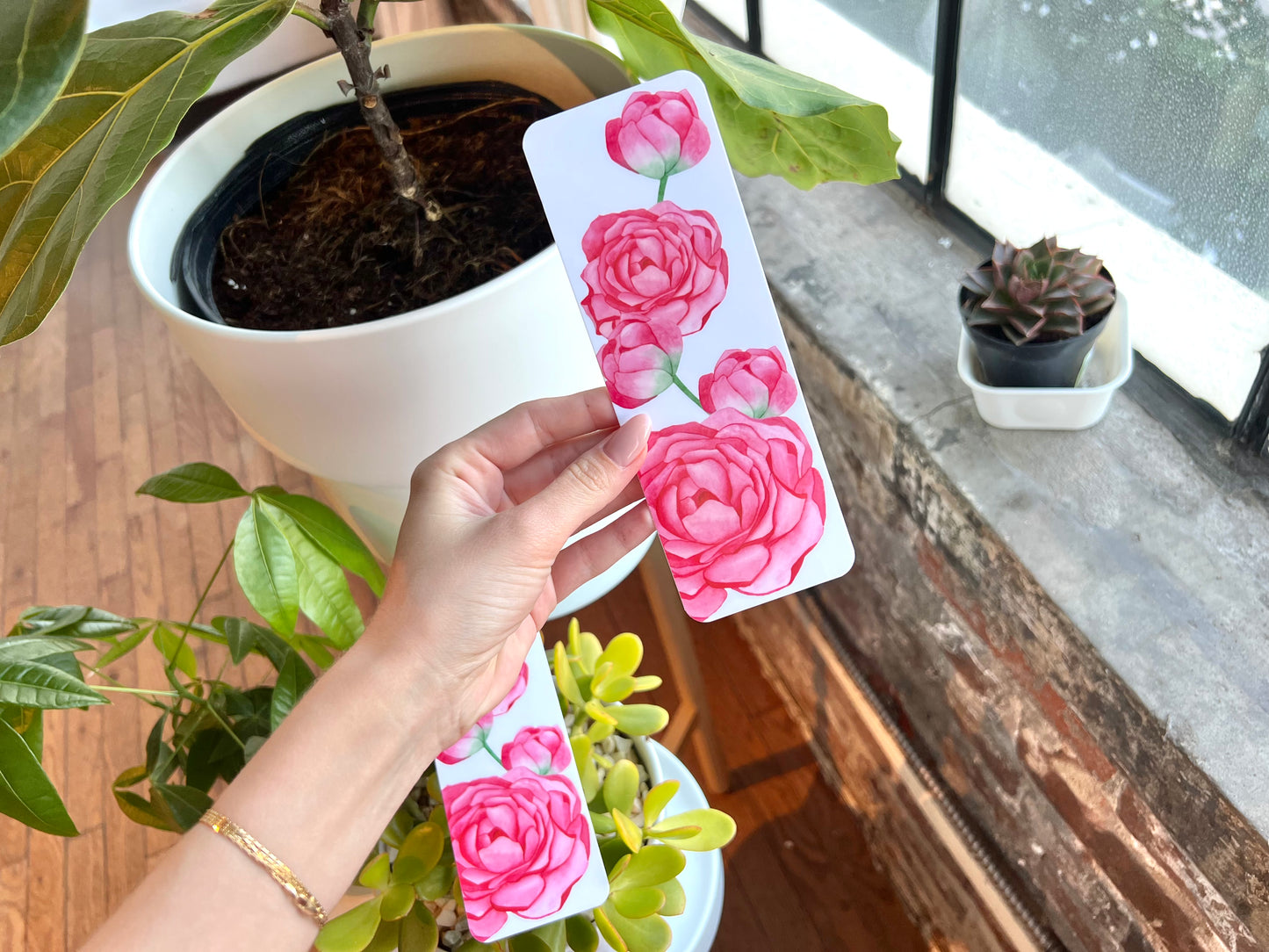 Pink Rose/Peony Bookmark