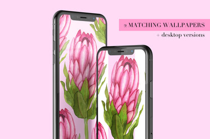 Pink Protea Phone Wallpaper Set