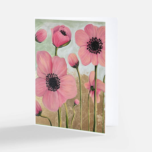Poppies on Gold Notecard