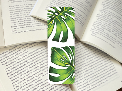 Green Monstera Botanical Watercolor Bookmark